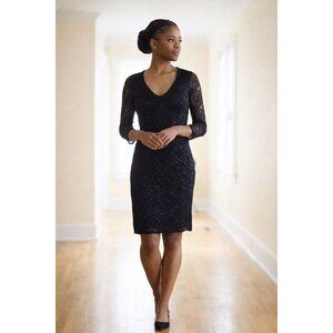 Banana Republic L'Wren Scott Navy Lace V Neck Sheath Dress Size 2 NWT